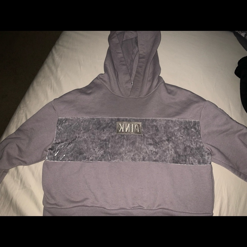 PINK cropped purple hoodie